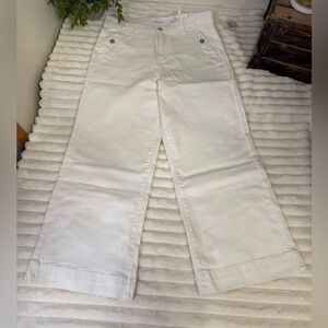 Curve Appeal white high rise wide leg crop jeans